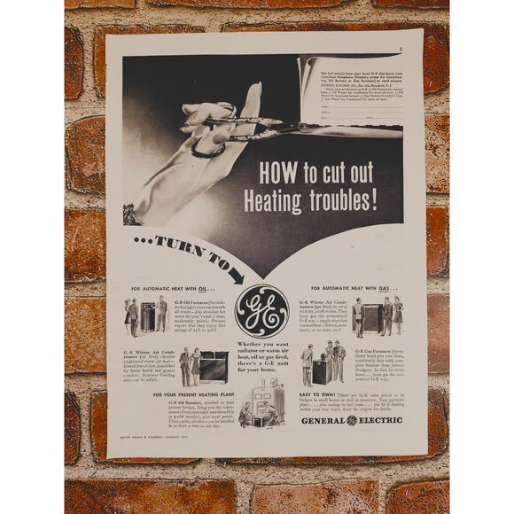 1941 General Electric Print Ad‎ - WWII Era Heating Innovation Solutions Vintage - Picture 10 of 11